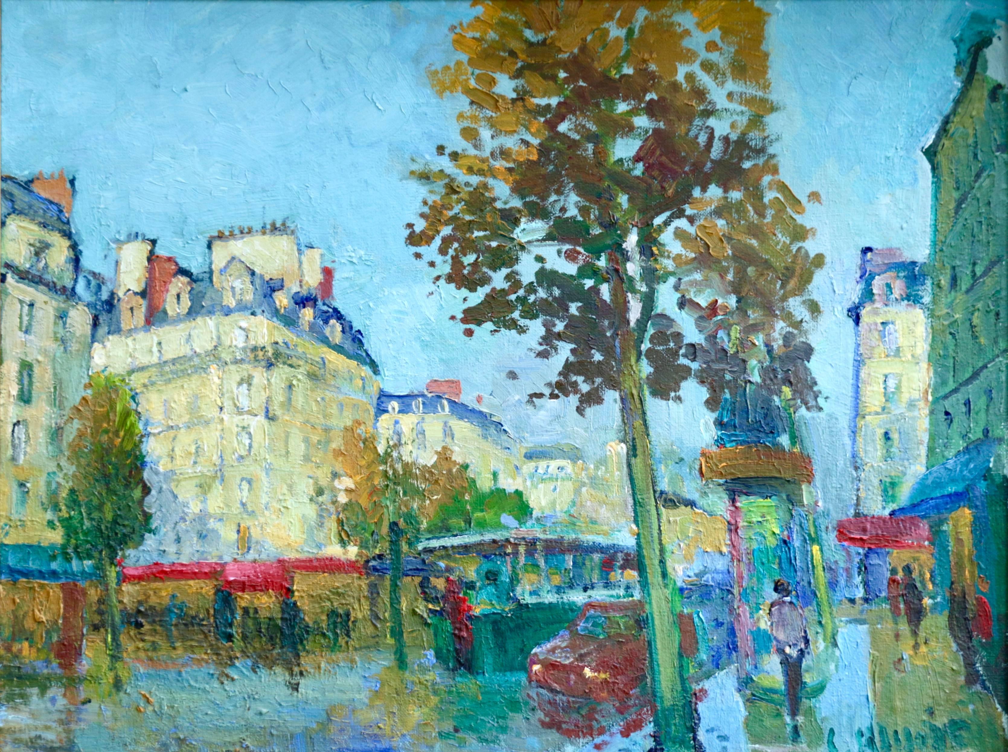 Constantin Kluge Landscape Painting - Les Grands Boulevards - 20th Century Oil, Figures in Cityscape by C Kluge