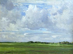 Golfers on a Links - 19th Century Oil, Figures in Golf Course by William Wells