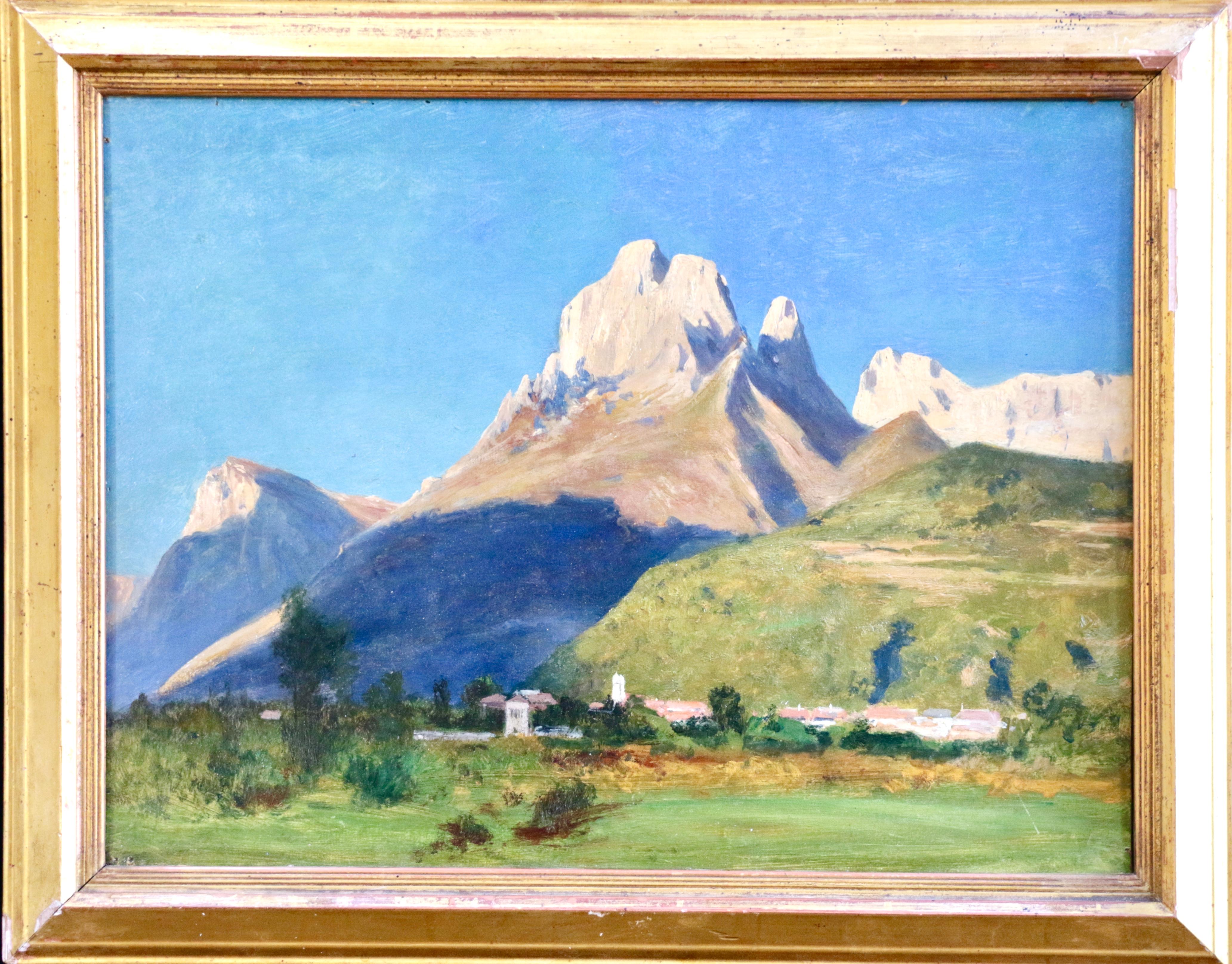 Monte Framont-Dolomites, Italy - 19th Century Oil, Mountain Landscape by G Loppe - Painting by Gabriel Loppé