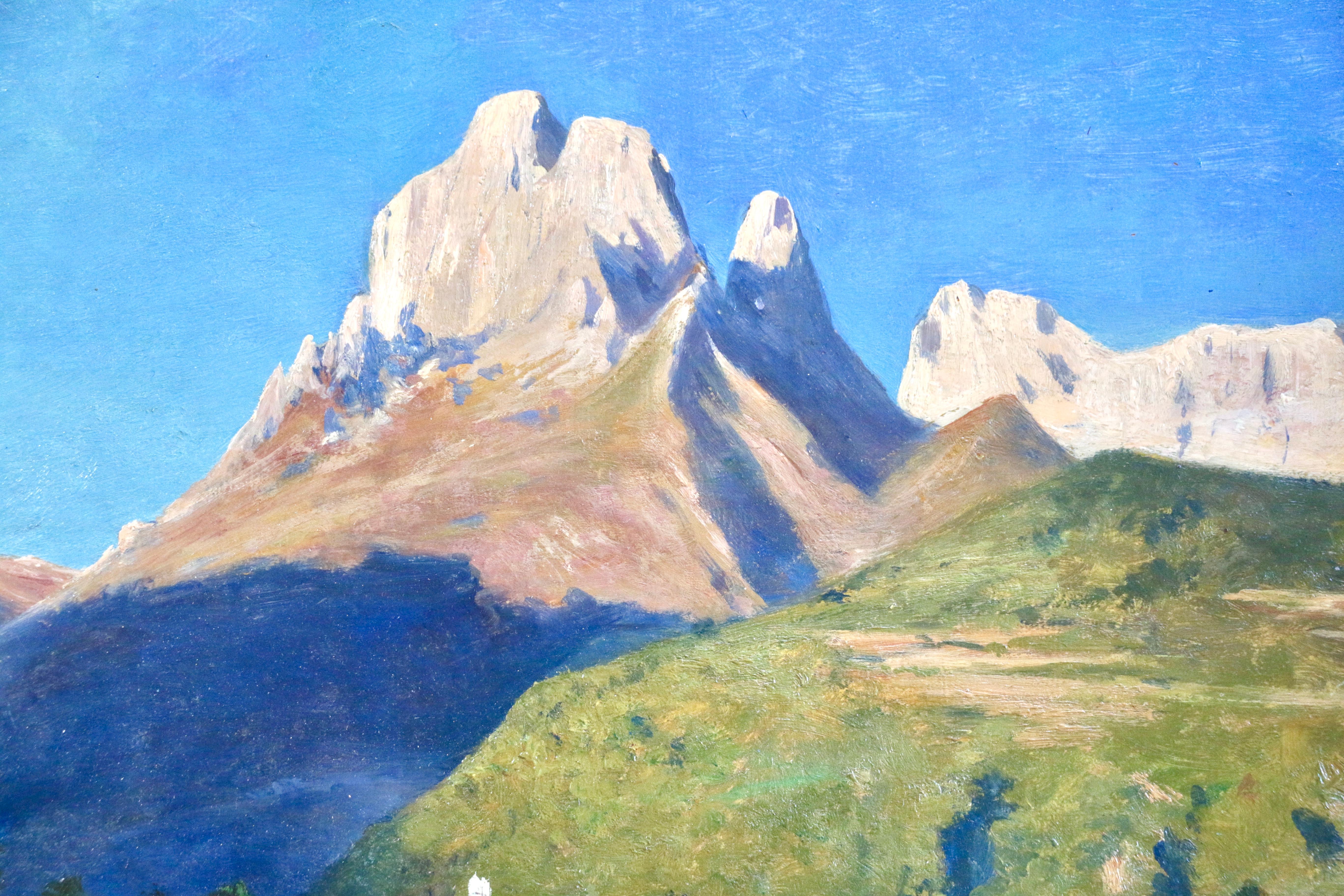 Monte Framont-Dolomites, Italy - 19th Century Oil, Mountain Landscape by G Loppe - Impressionist Painting by Gabriel Loppé