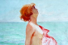 Nu sur la Plage - Post Impressionist Oil, Nude on Beach by Bernardo Biancale
