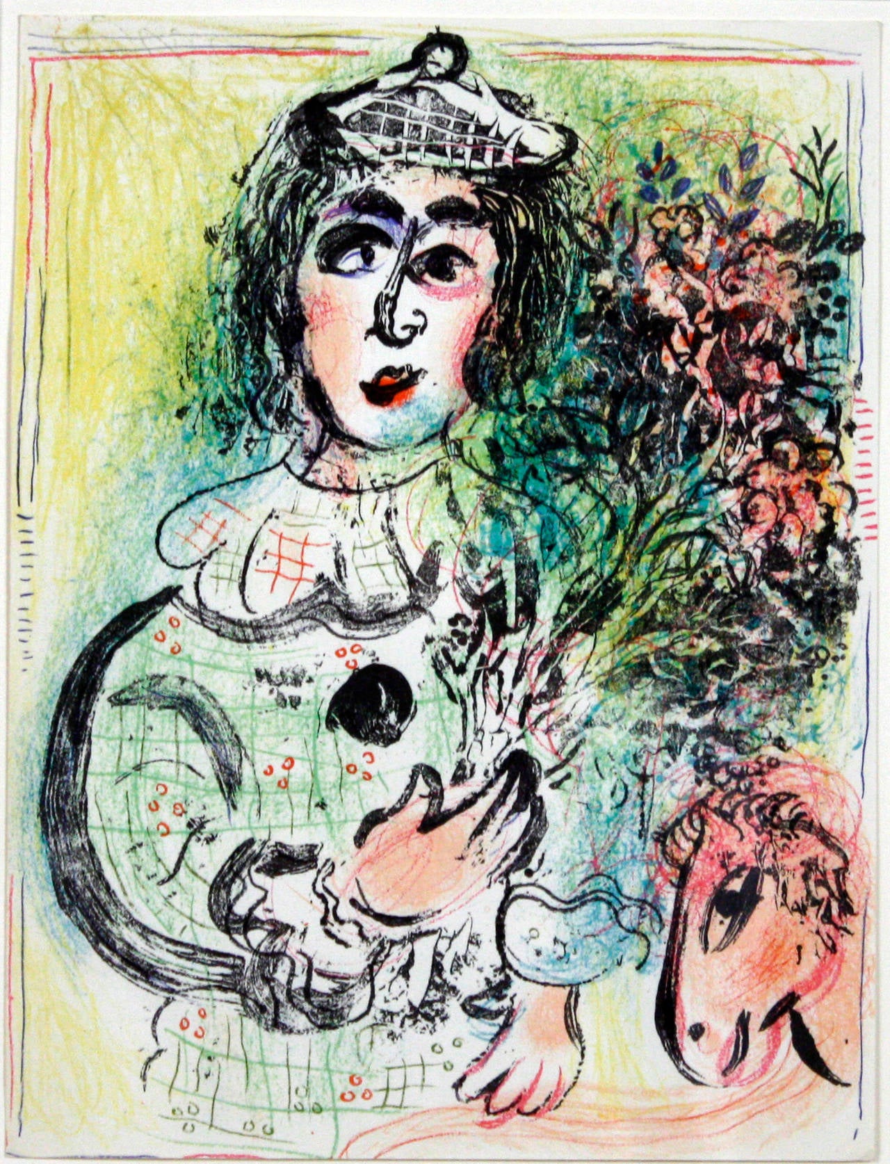 Marc Chagall Figurative Painting - Le Clown Fleuri