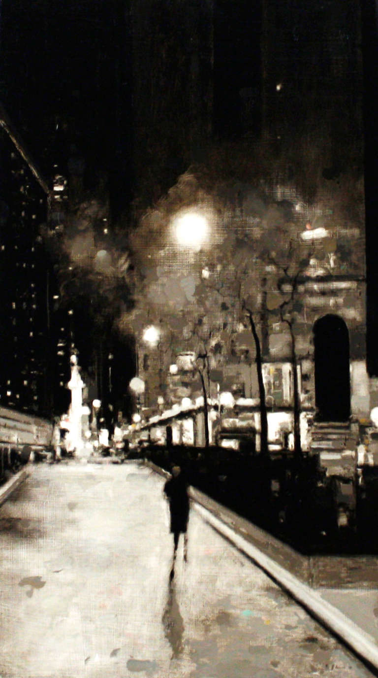 Geoffrey Johnson Landscape Painting - City at Night #6