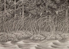 Alan Bray, Four Things in the Wind, charcoal and conte landscape drawing, 2015