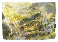 Sandy Litchfield, Fog Lights, Gouache, collage, and inkjet print cityscape, 2012