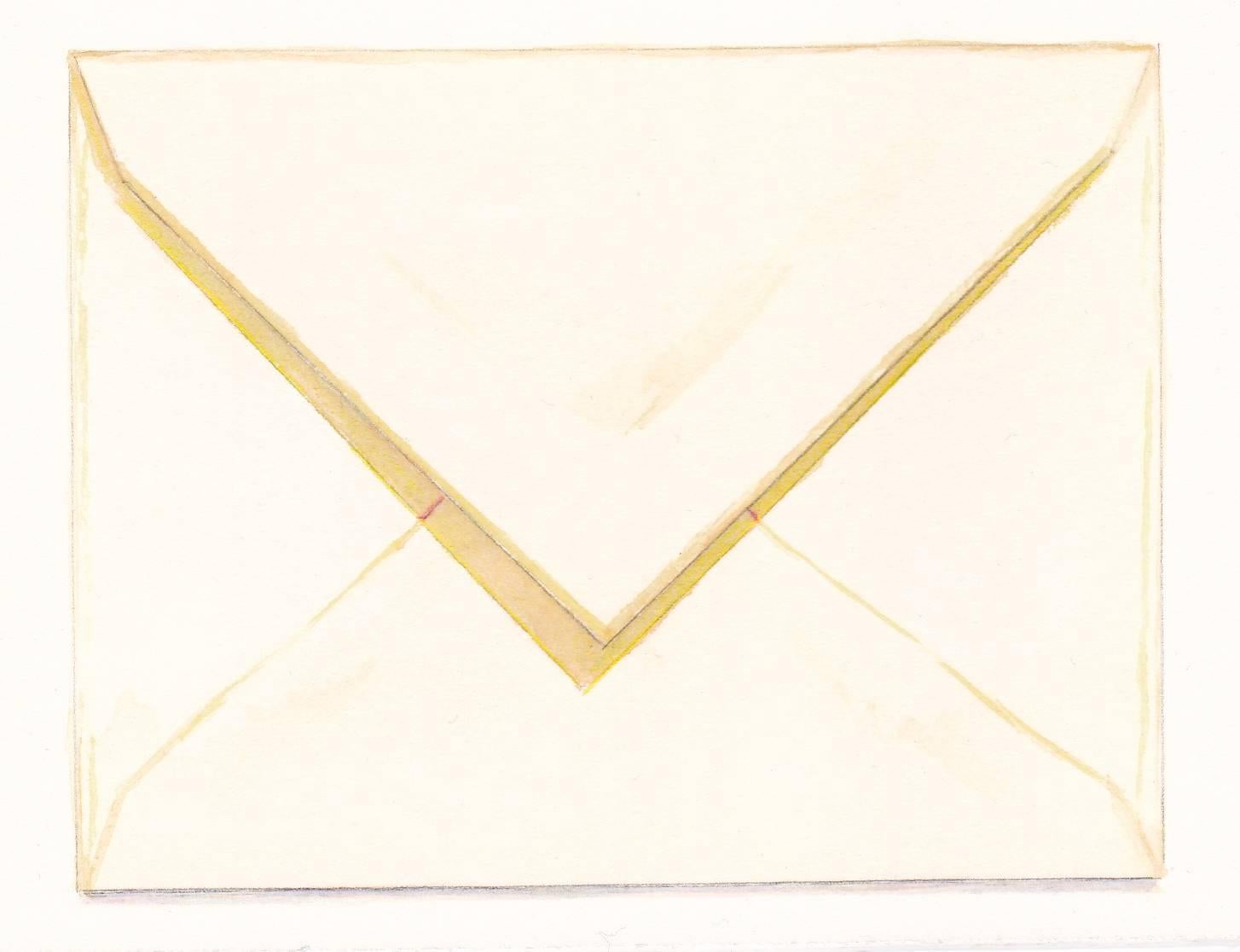 Margot Glass, Envelope with Yellow Shadow, Watercolor and pencil still life