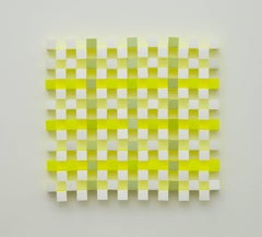 Lattice #9, neon acrylic on paper abstract optical wall sculpture, 2010