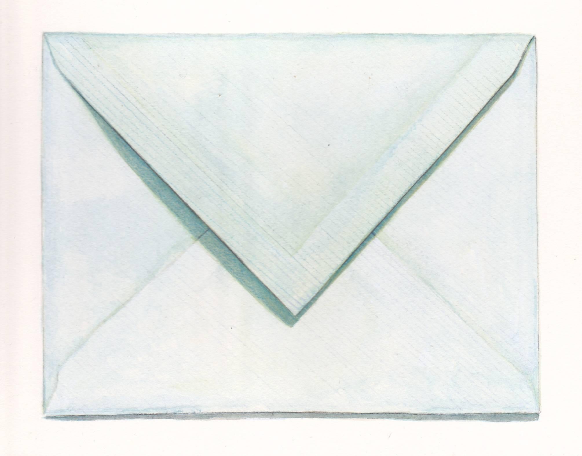 Margot Glass explores the fragility of communication, and people’s natural drive to find narrative in even the most ordinary of objects. In her Envelopes series, Glass works in watercolor, pencil and silverpoint, using trompe l’oeil to highlight the