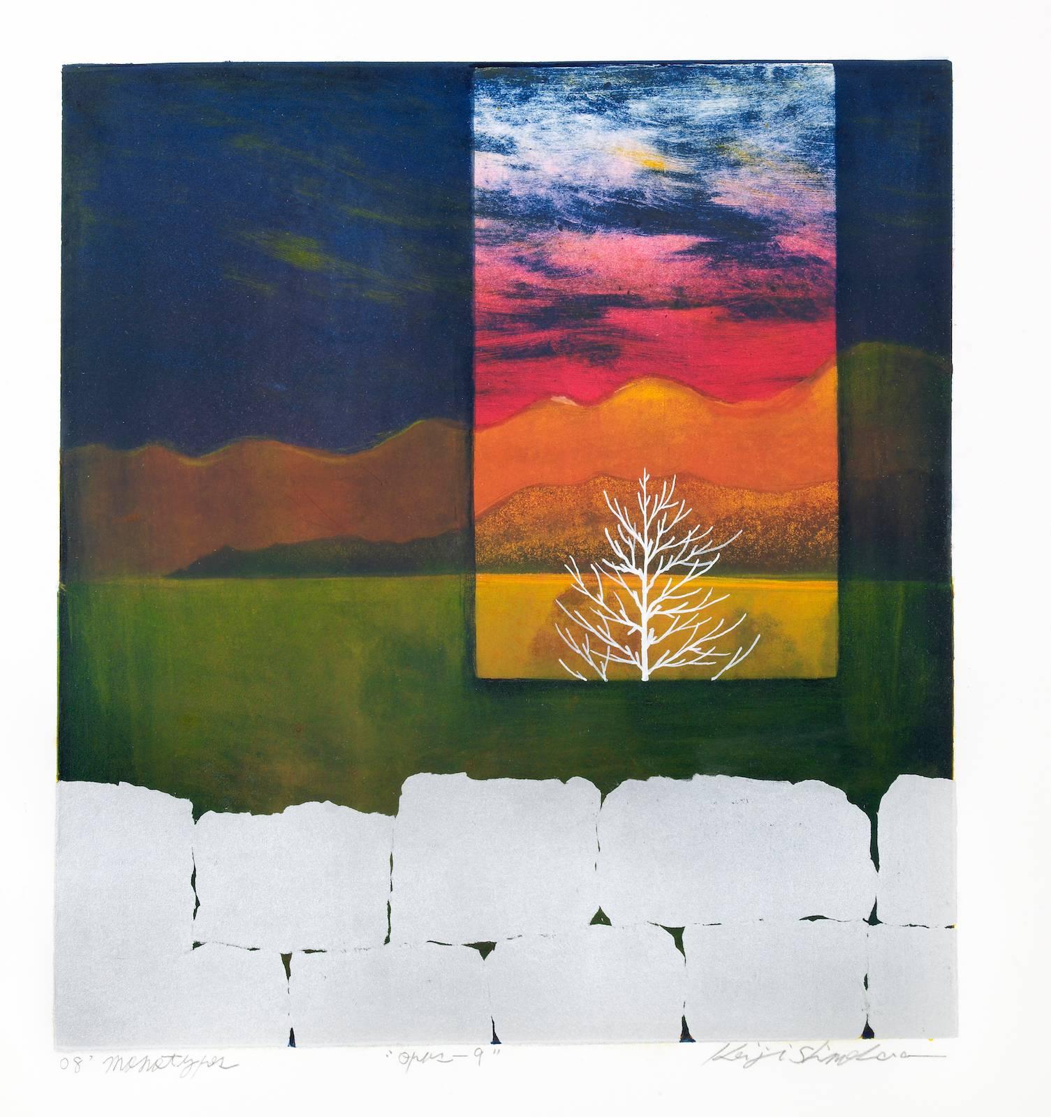 Landscape Print de Keiji Shinohara - Opus 9, paisaje Ukiyo-e monotipo, 2008