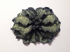 Primordial Garden J6, green biomorphic floral ceramic sculpture, 2015