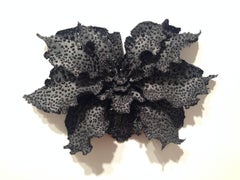 Primordial Garden J7, gray and black biomorphic flora-like ceramic sculpture