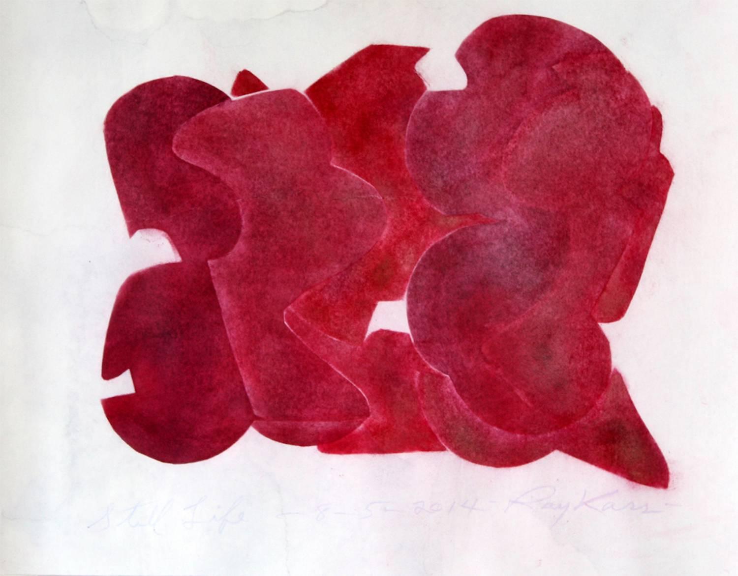 Ray Kass, Still Life 8-5-2014, abstract mixed media watercolor painting, 2014