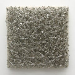 Tamiko Kawata, Square Infinite, Abstract nickel-plated safety pin sculpture