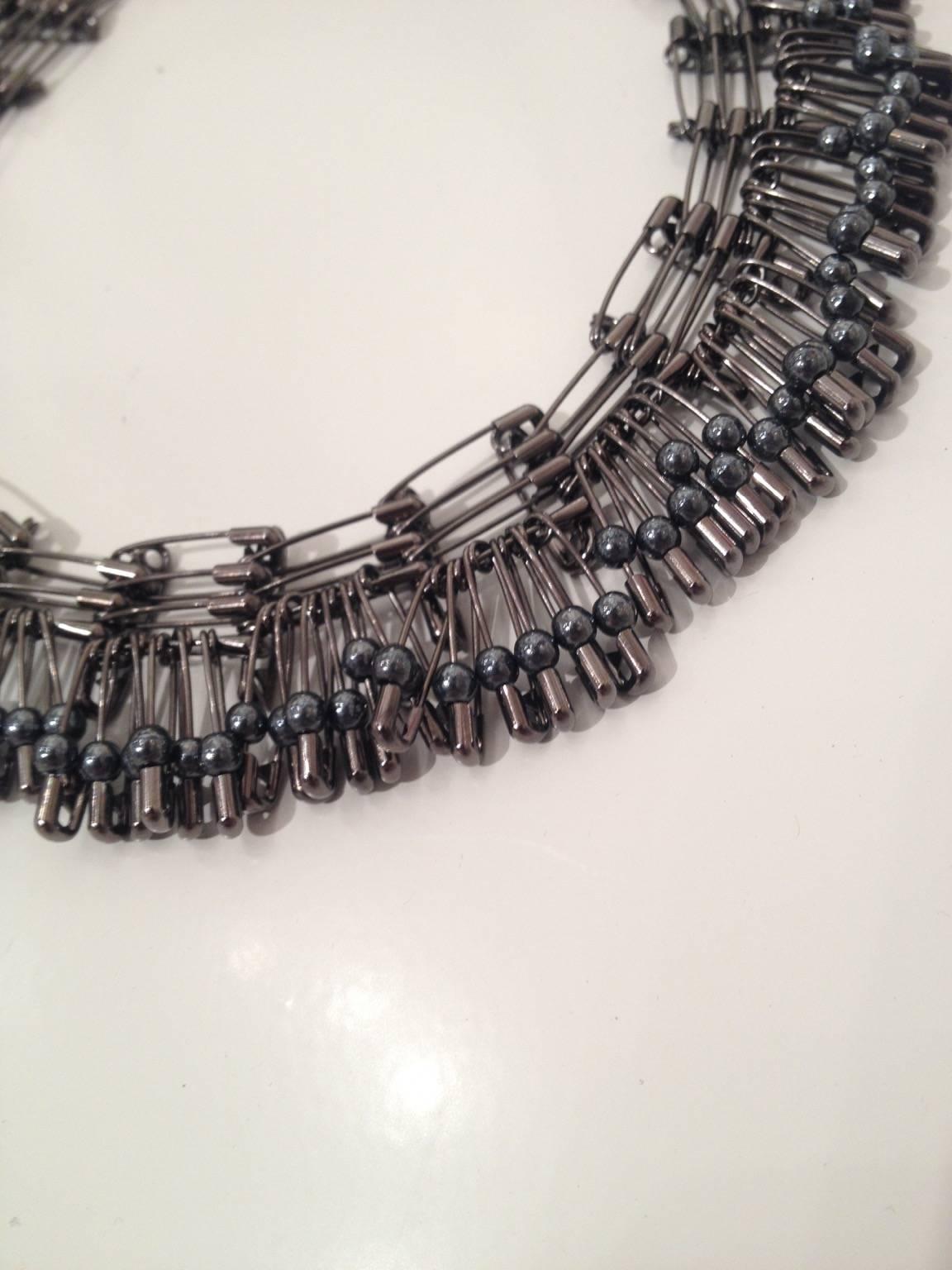 safety pin necklace with beads