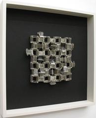Tamiko Kawata, Small Pueblo #2, Abstract nickel and steel safety pin sculpture