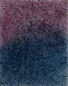 Clips C-2 Purple Blue, realist conte crayon rubbing, pattern design