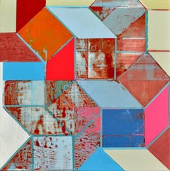 Jeanette Fintz, Tumble #7, Abstract acrylic on wood panel painting, 2014