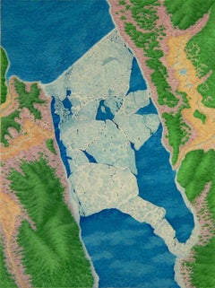Alan Bray, Ice Dam, Casein on panel landscape painting, 2017