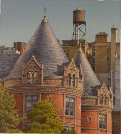Frederick Brosen, Central Park West at 106th Street, Realist watercolor painting