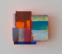 Detritus #32, multicolored acrylic on pressed wood abstract wall sculpture, 2017