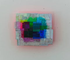Joan Grubin, Detritus #28, Acrylic on pressed wood abstract wall sculpture, 2017