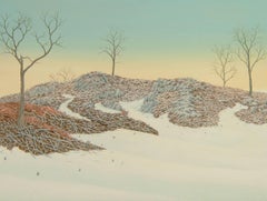 Alan Bray, Clearcut with Wildlife Trees, Casein landscape painting, 2015