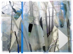 Sandy Litchfield, Scrap Paper and Woods 2, Abstract gouache and print collage