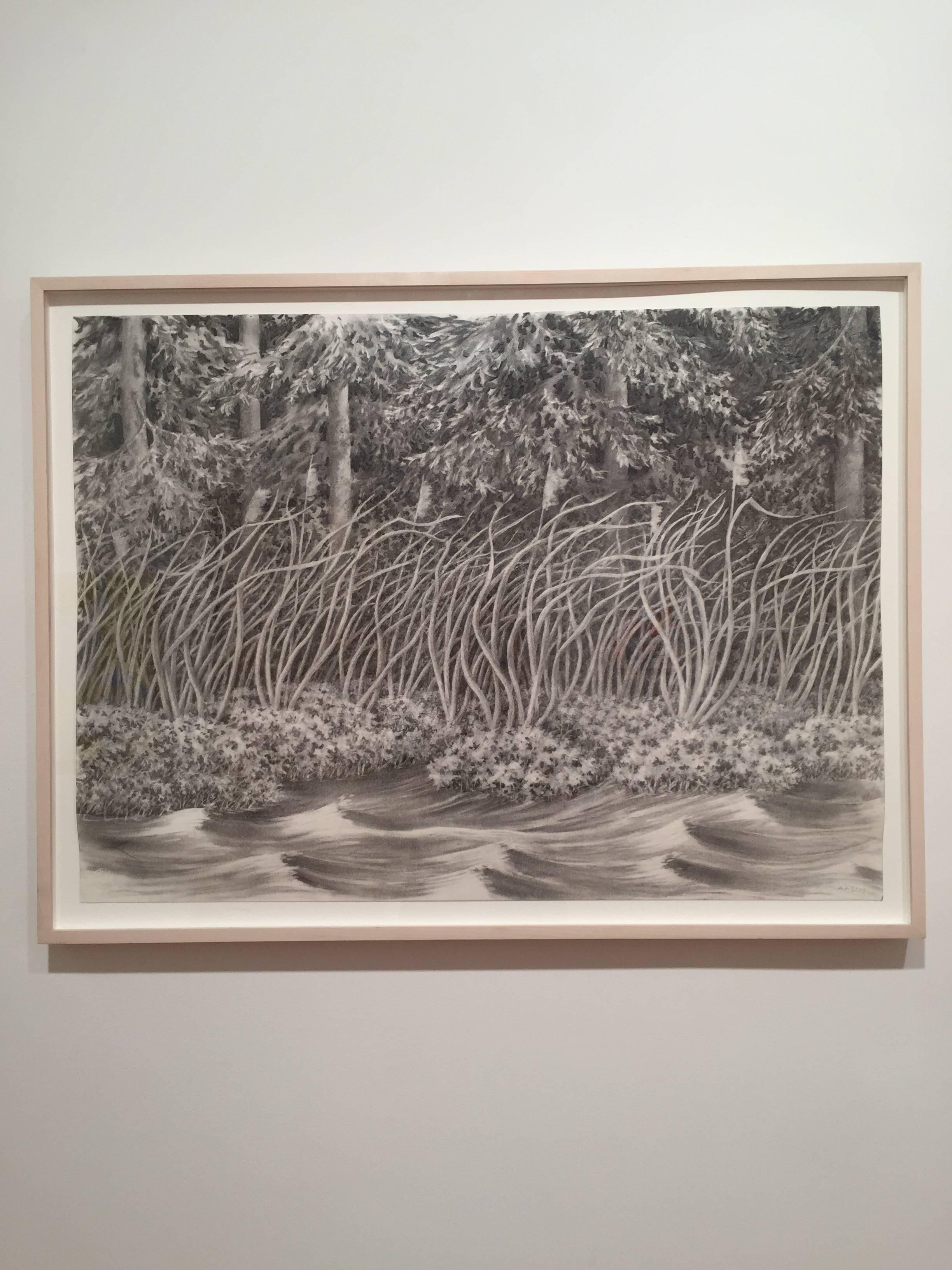 Alan Bray, Four Things in the Wind, charcoal and conte landscape drawing, 2015 1