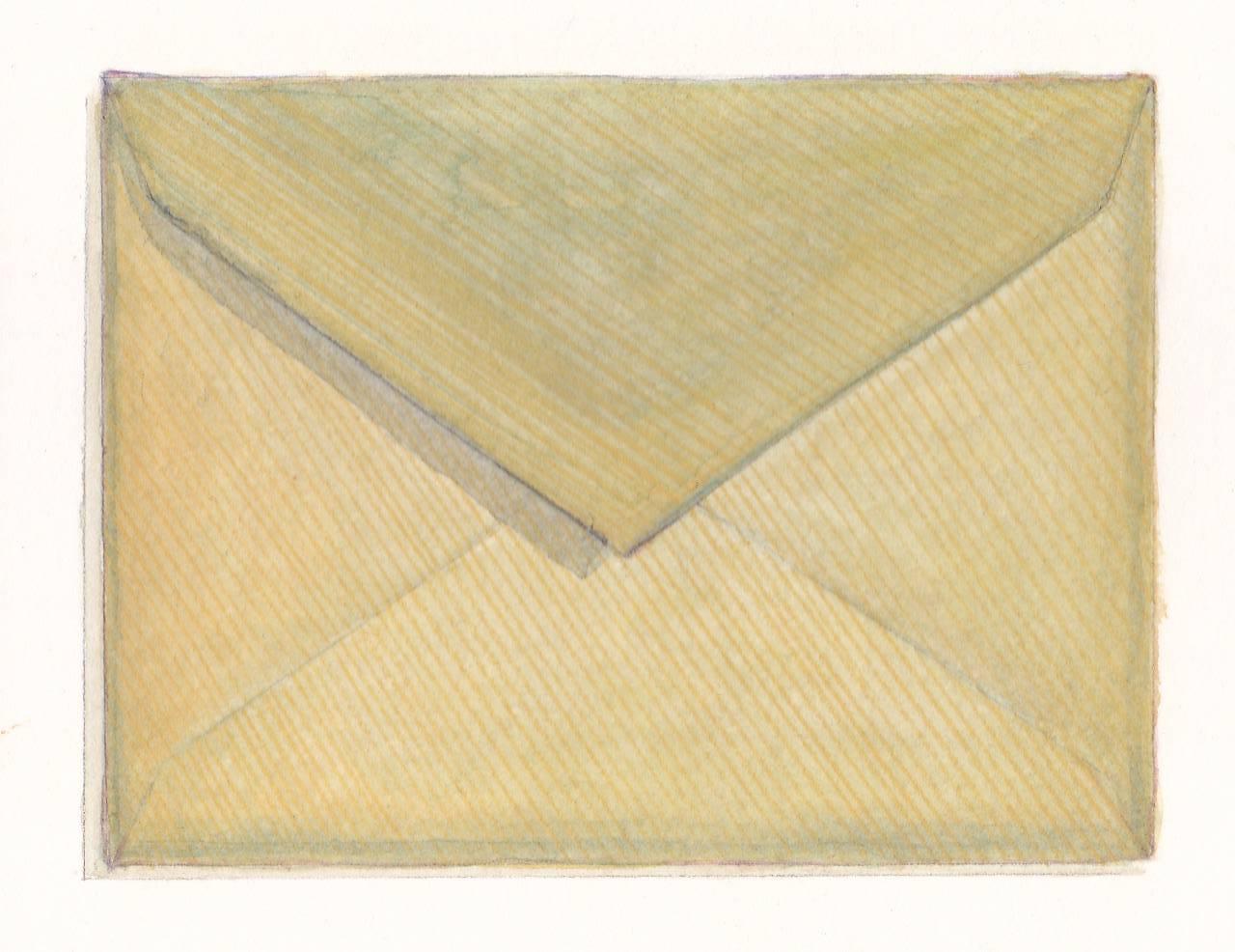 Margot Glass explores the fragility of communication, and people’s natural drive to find narrative in even the most ordinary of objects. In her Envelopes series, Glass works in watercolor, pencil and silverpoint, using trompe l’oeil to highlight the