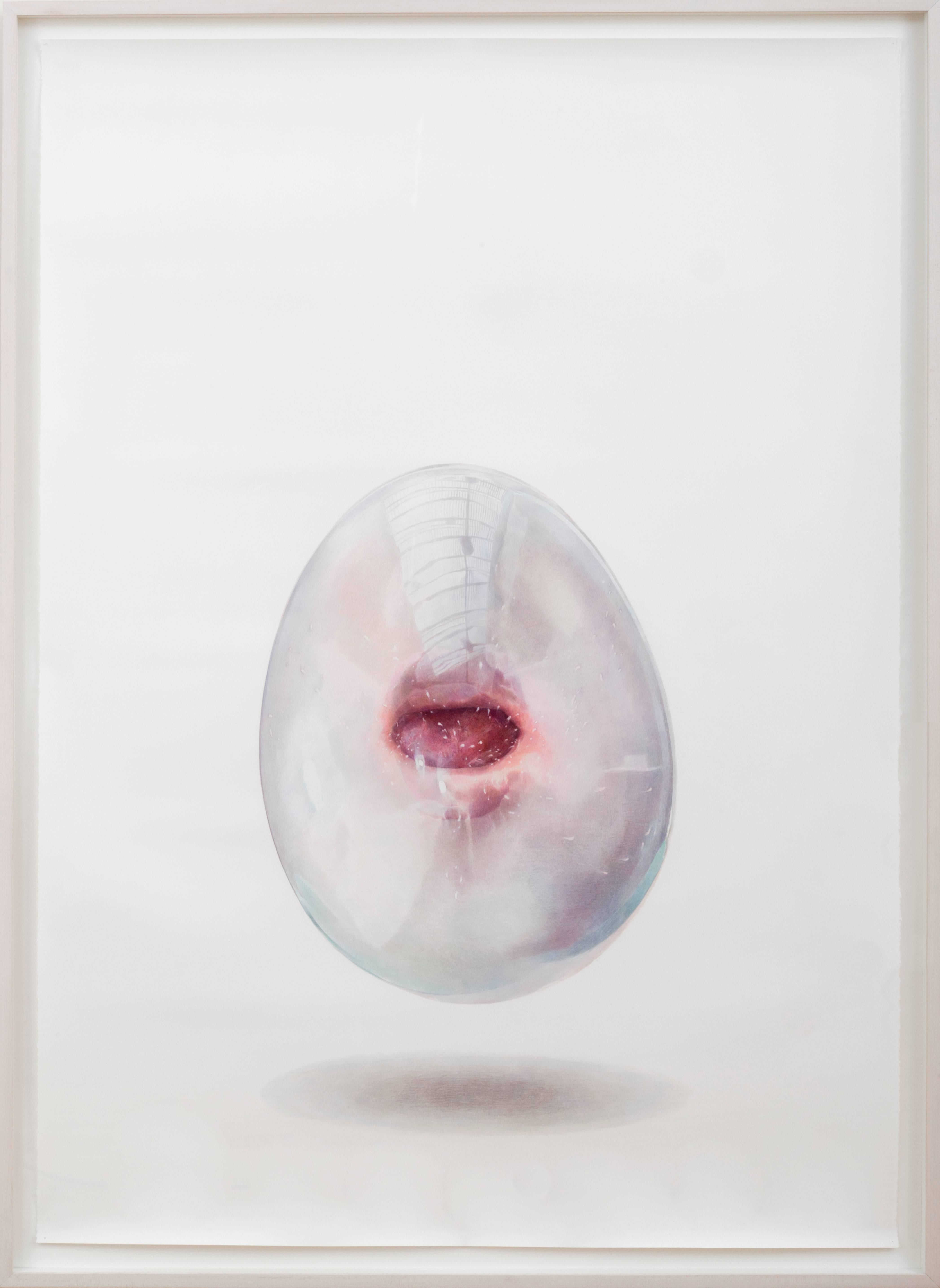 Bubblemouth #2, fotorealistische Bubblemouth-Bleistiftzeichnung – Art von Julia Randall