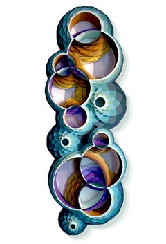 Sculpture murale géométrique Aqua, Art circulaire tridimensionnel, diversité infinie