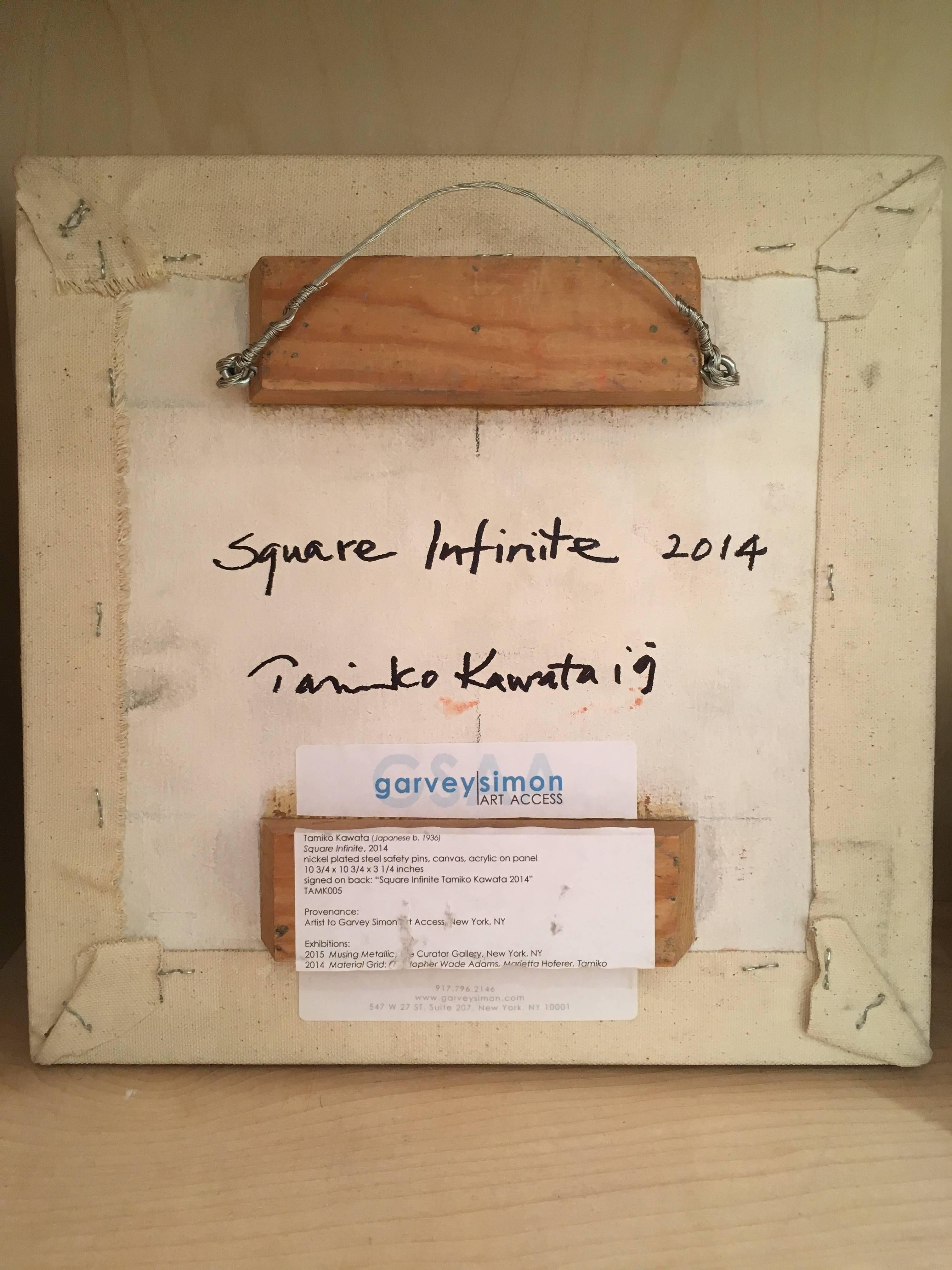 Tamiko Kawata, Quadratische Unendlichkeit, Abstrakte vernickelte Sicherheitsnadelskulptur 3