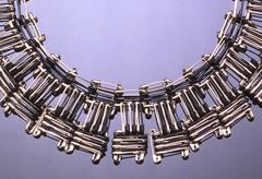 Sunflower, Stainless steel safety pin wearable art necklace, 1999