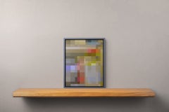 3:33a, Small Colorful Contemporary Geometric Grid Abstract Painting, 11 x 9 in.
