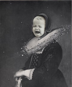 I Need A Hug, Whimsical Figurative Collage with Surrealist Humor, 12 x 9 in.