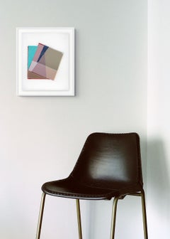 « Cross Grain », collage contemporain en techniques mixtes sur support textile aux motifs géométriques