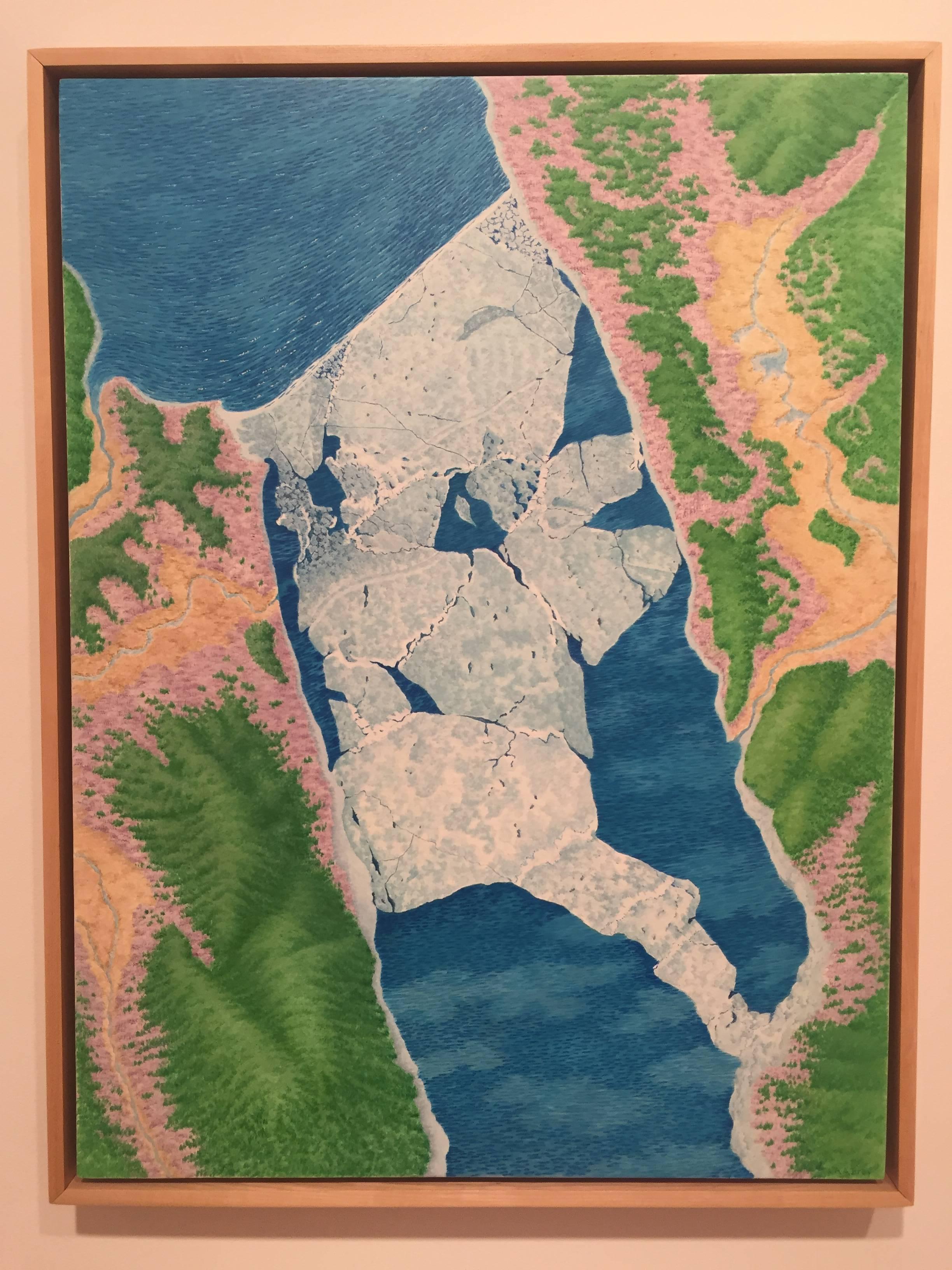 Alan Bray, Ice Dam, Casein on panel landscape painting, 2017 1