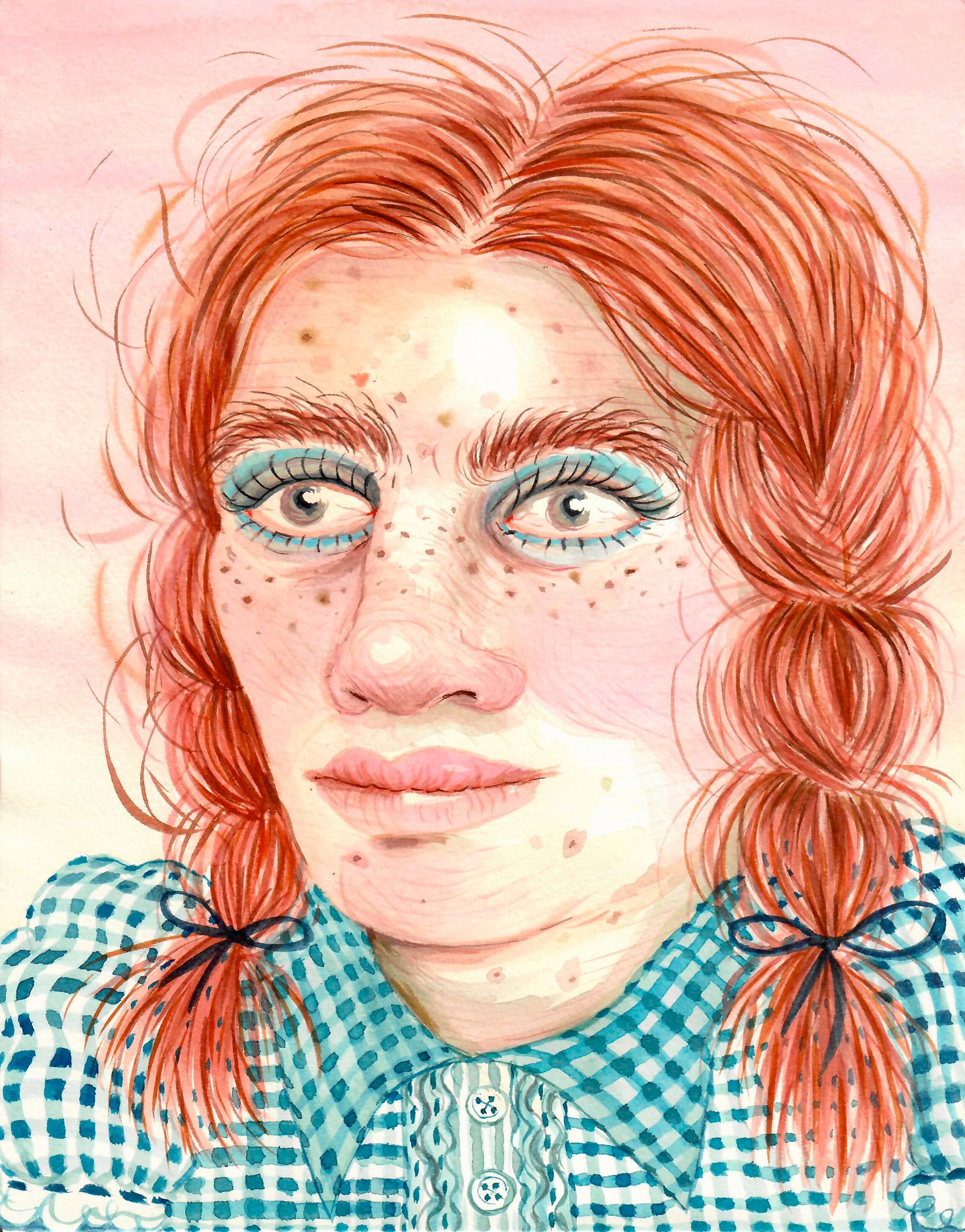 Rebecca Morgan Portrait - Button'd Blue Young Woman