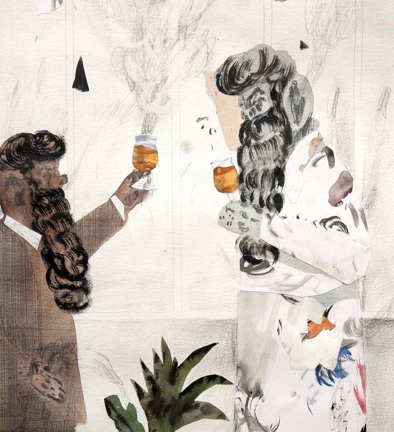 Professor and Friend Tasting Beer - Art by Guðmundur Thoroddsen
