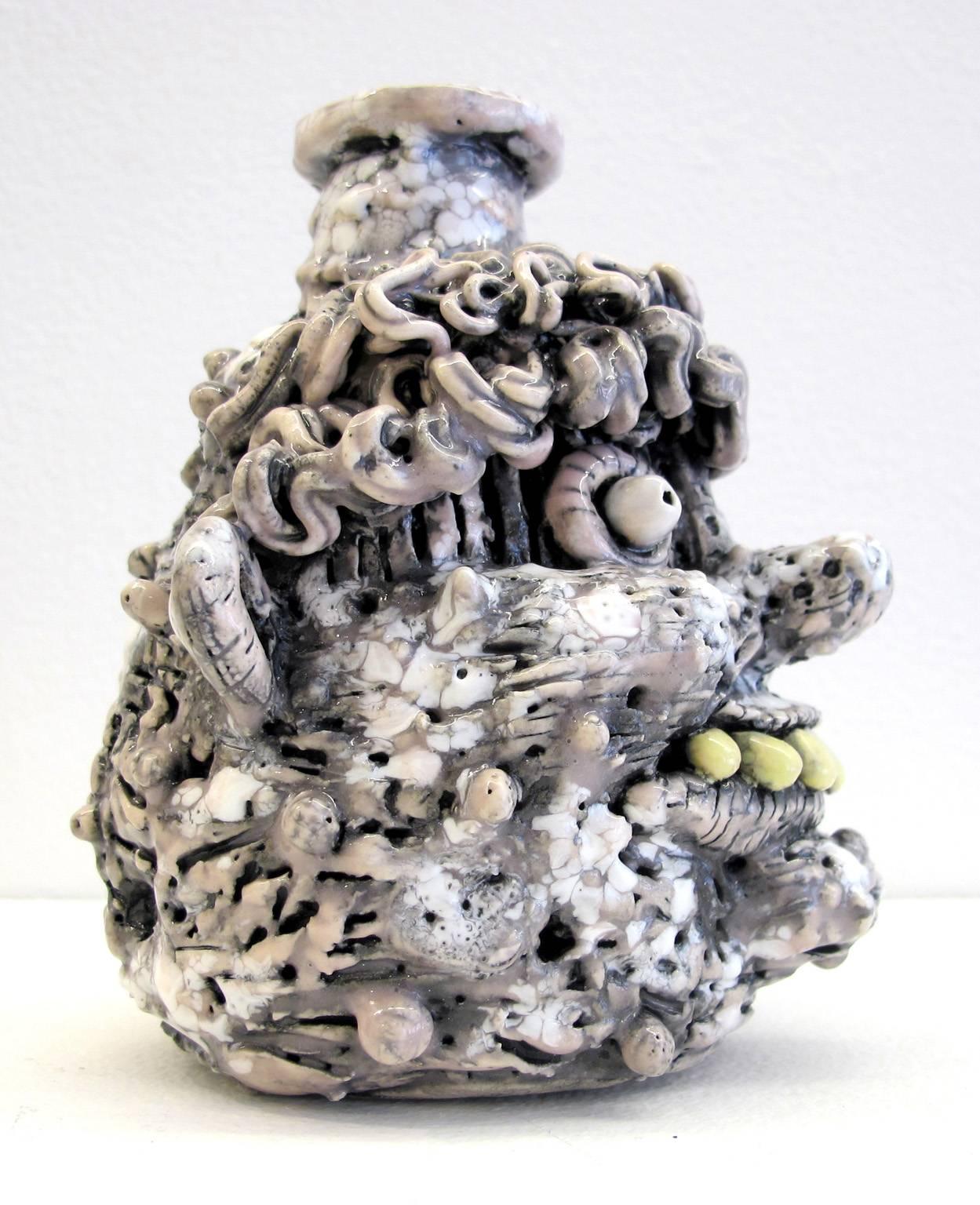 Pink and Purple Sweet Jug - Gray Figurative Sculpture by Rebecca Morgan