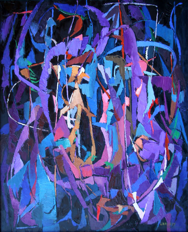 Composition sur fond noir - Painting by André Lanskoy