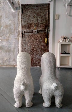 Large Ceramic sculpture: 'Faceless Guardian Dogs'