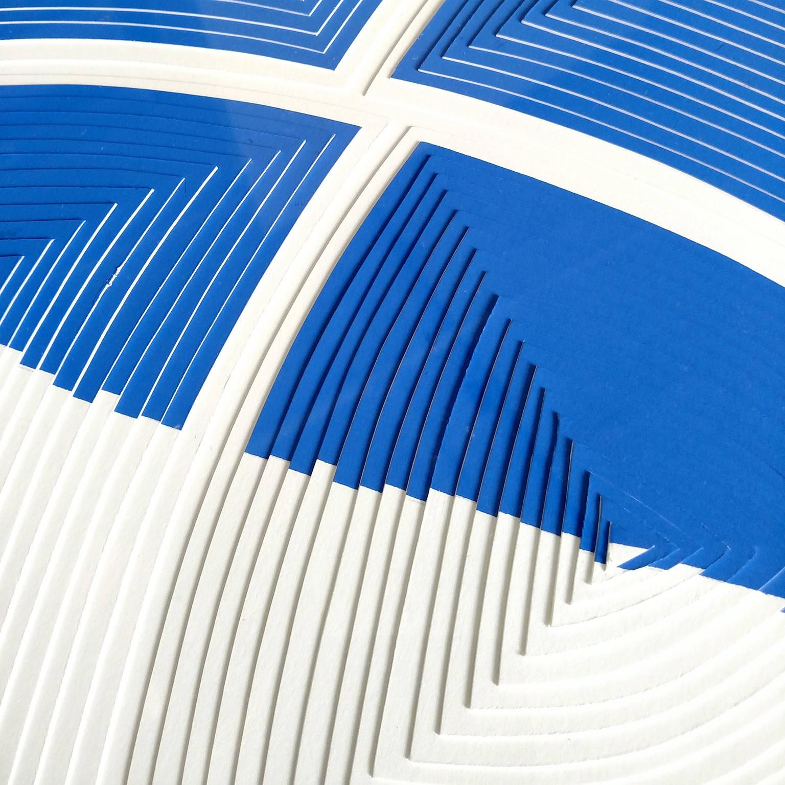 Cut Work – Blue & White Stripe - Out - Contemporary Mixed Media Art by Elizabeth Gregory-Gruen