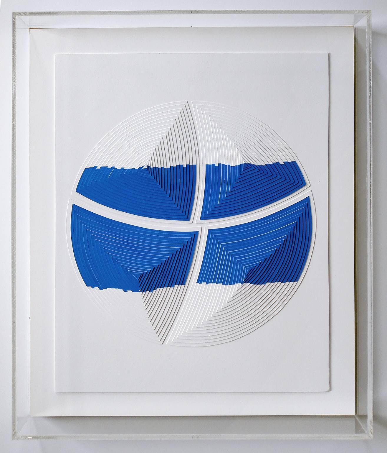 Cut Work – Blue & White Stripe - Out - Mixed Media Art by Elizabeth Gregory-Gruen