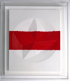 Used Freehand Cut with Surgical Scalpel on 2 ply Museum Board: Red & White Strip-Out'