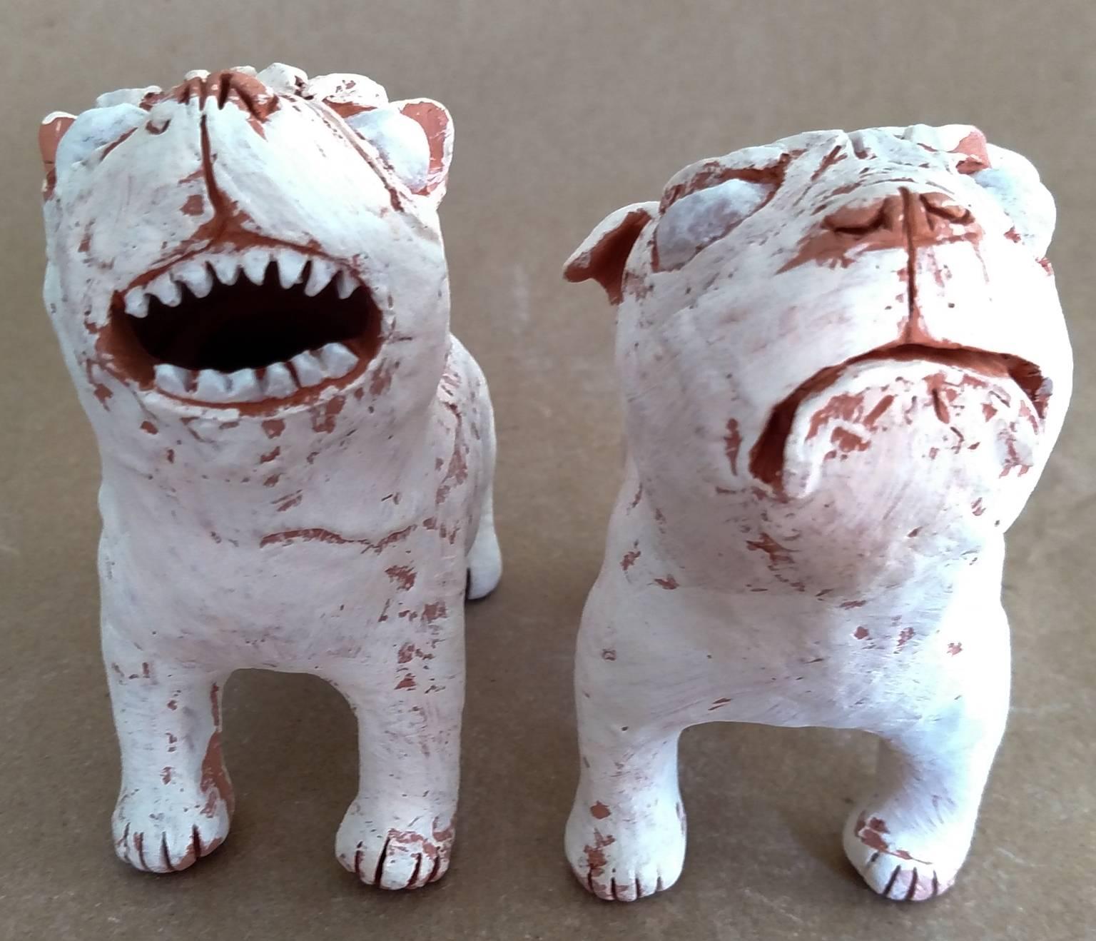 Kenjiro Kitade Figurative Sculpture - Guardian Dogs (Small)