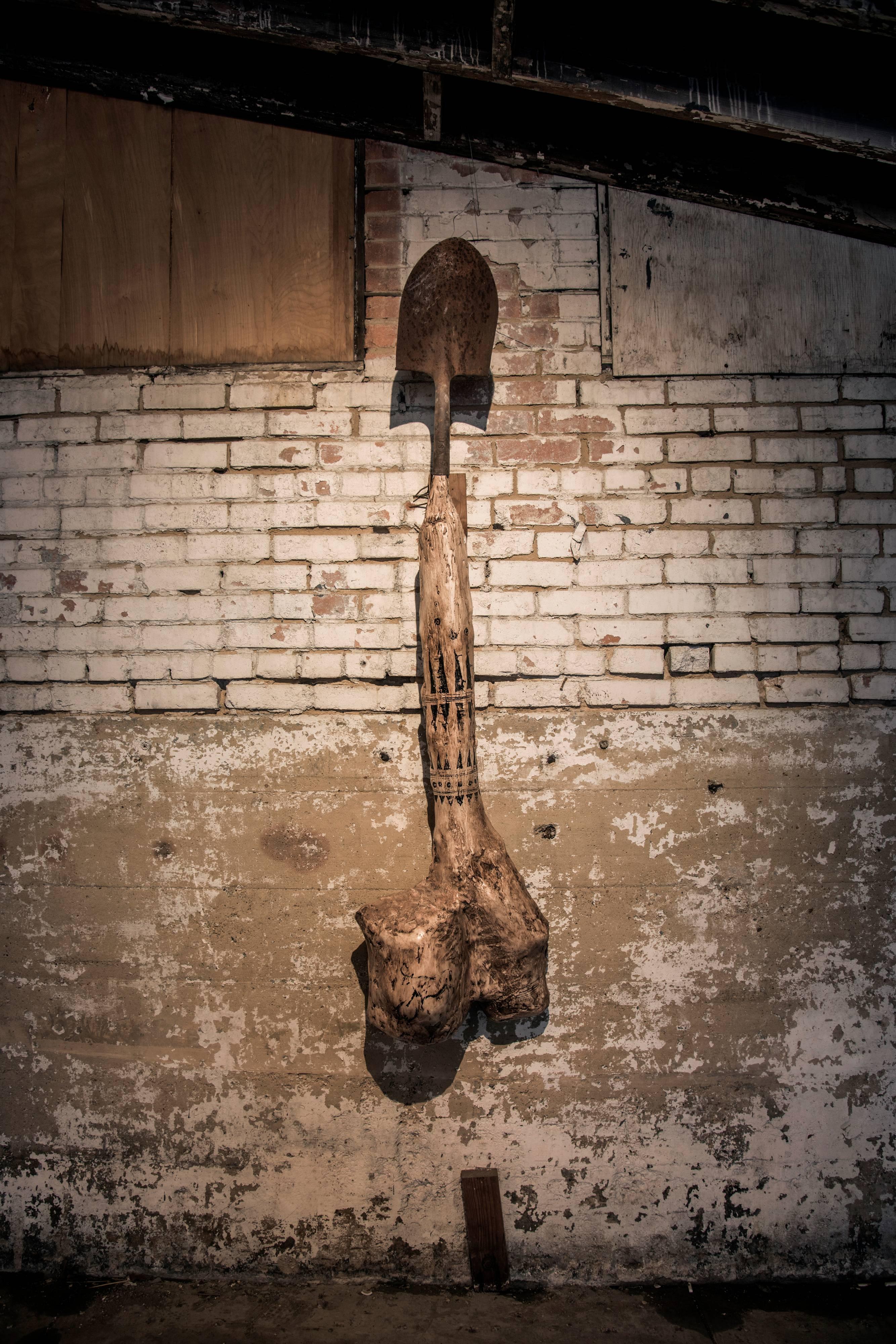 Joshua Goode Still-Life Sculpture - Dinosaur Bone Fertility Shovel