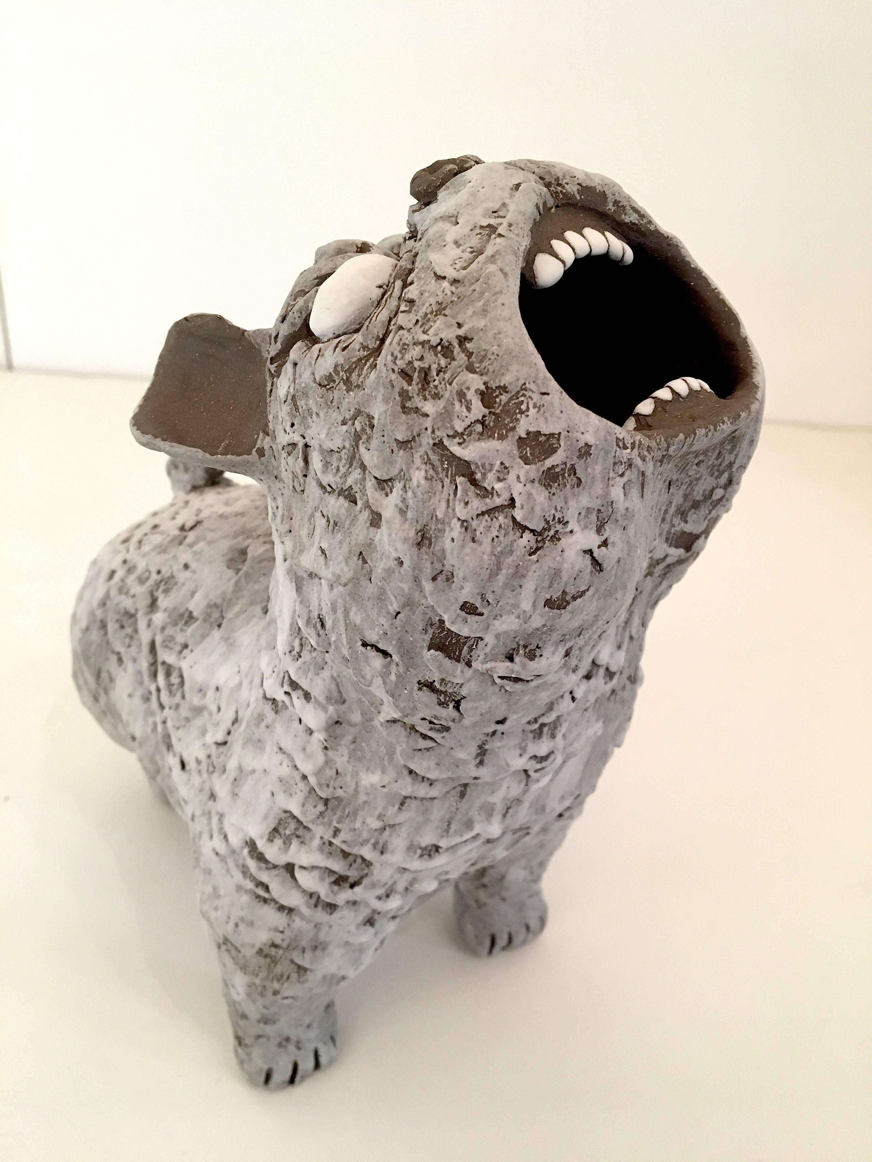 Guardian Dogs Medium  - Beige Figurative Sculpture by Kenjiro Kitade