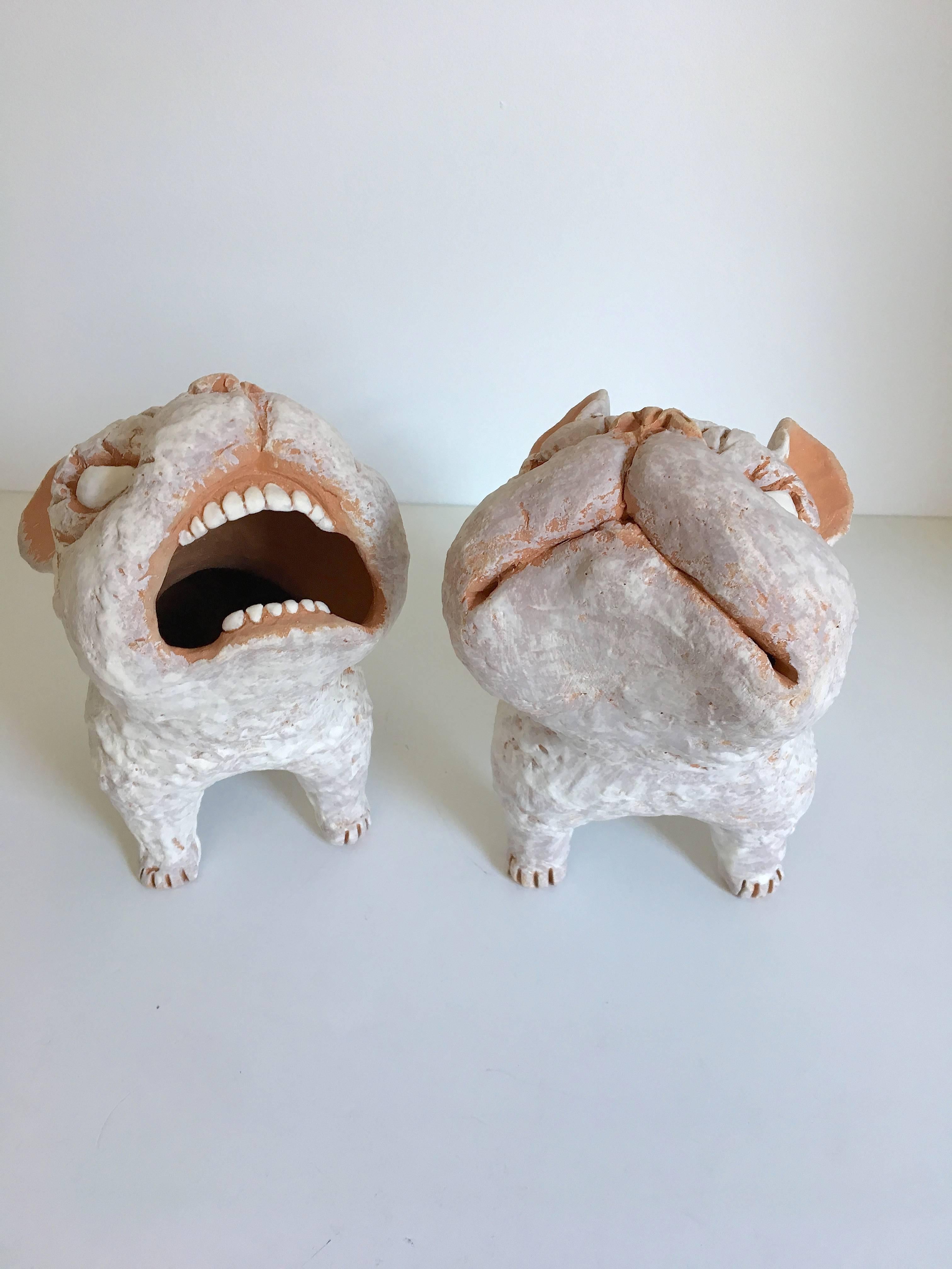 Guardian Dogs (Terracotta Medium) - Sculpture by Kenjiro Kitade
