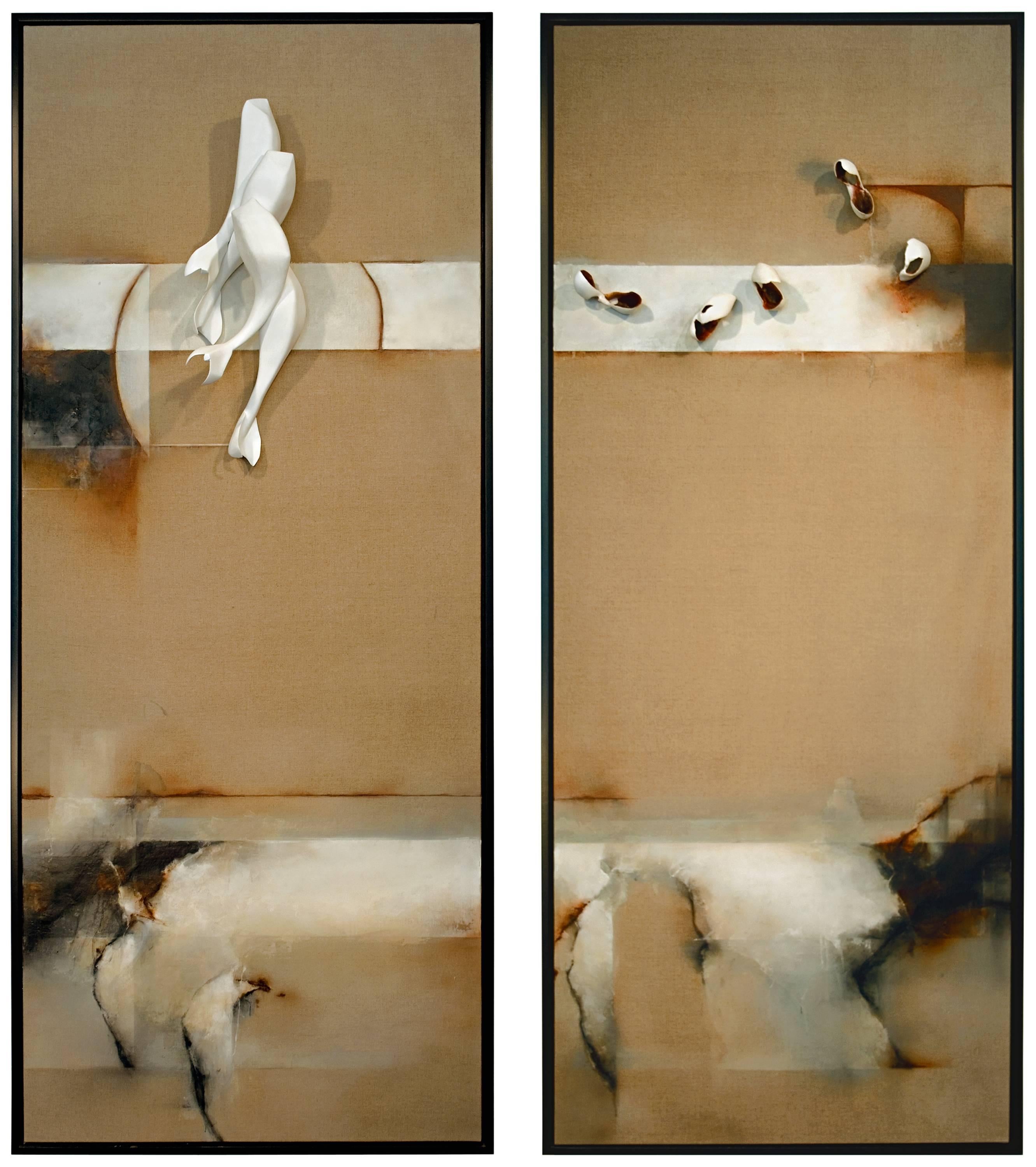 Large Pigment on Canvas Diptych: 'Still Stand'